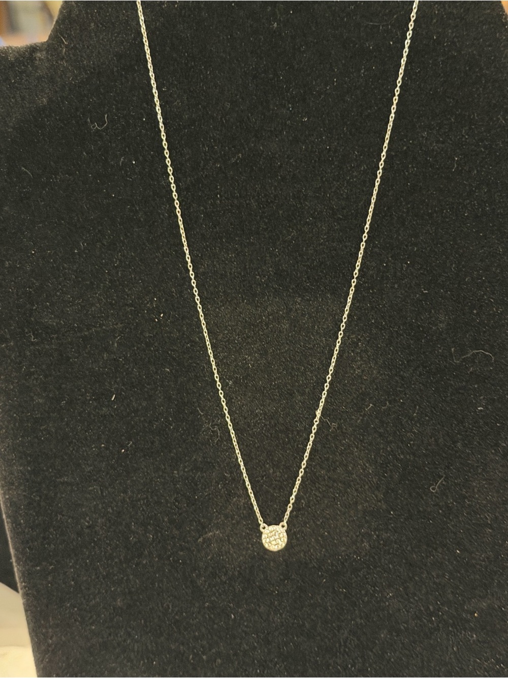 Sterling Silver with Pave Crystal Pendant Necklace